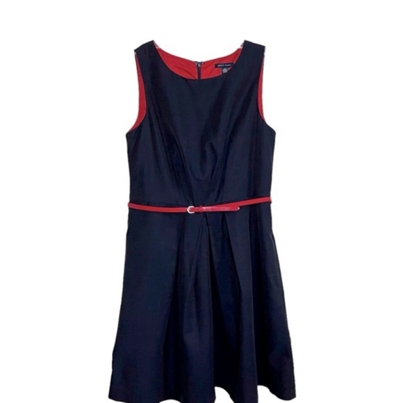 Tommy Hilfiger Sleeveless Navy Blue & Red Belted Dress Fit & Flare Dress Size 10 - Picture 2 of 12